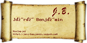 Járó Benjámin névjegykártya