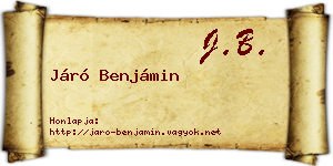 Járó Benjámin névjegykártya